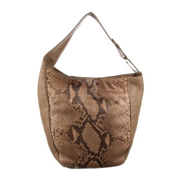 Gucci Brown Python Greenwich XL Hobo Bag w Gold Horse-bit - Picture 1 of 13